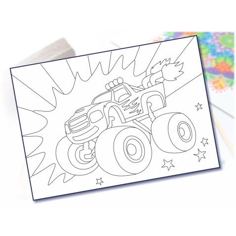 Maľovanie pieskom šablóna A4 ohnivý monster truck