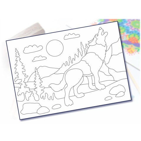 Maľovanie pieskom šablóna A4 vlk