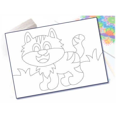 Maľovanie pieskom šablóna A4 jednoduchá mačička