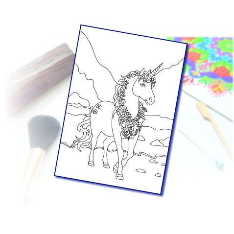 Maľovanie pieskom šablóna A4 jednorožec na pláži