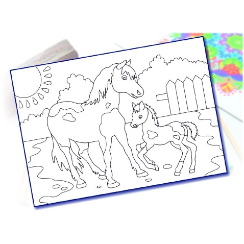 Maľovanie pieskom šablóna A4 koník a žriebä