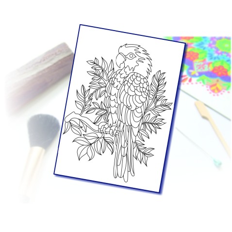 Maľovanie pieskom šablóna A4 papagáj na strome