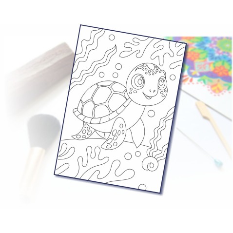 Maľovanie pieskom šablóna A4 korytnačka v mori