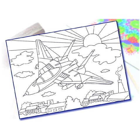 Maľovanie pieskom šablóna A4 stíhačka