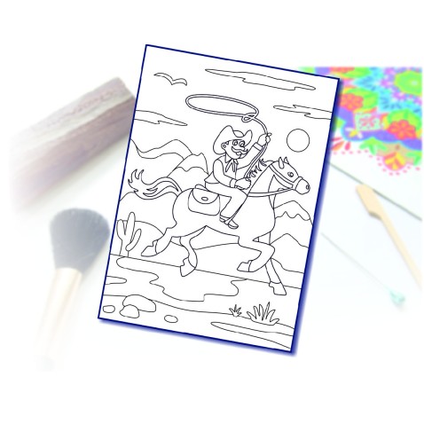 Maľovanie pieskom šablóna A4 kovboj na koni