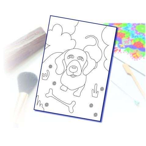 Maľovanie pieskom šablóna A4 jazvečík s kosťou