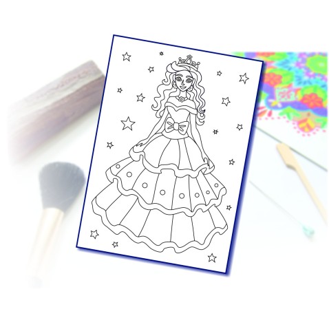 Maľovanie pieskom šablóna A4 princezná vo hviezdach