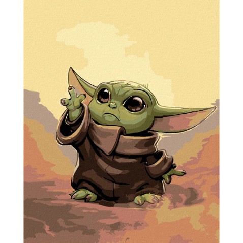 Diamantové maľovanie - BABY YODA na ráme 40x50 cm