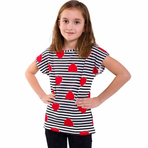 Dievčenské tričko Pruhy so srdiečkami krátky rukáv