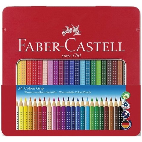 Pastelky Faber-Castell Grip 2001 plechová krabička 24 farieb