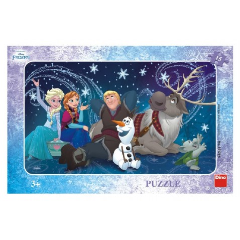 Puzzle Snehové vločky doskové 15 dielikov Frozen / Ľadové kráľovstvo 30x19cm