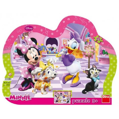 Puzzle doskové Minnie a maznáčikovia kontúra 35x28cm 25 dielikov