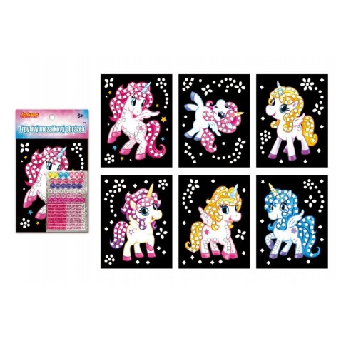 Trblietavý mozaikový obrázok mini s lepiacimi štvorčeky 10x16cm mix druhov