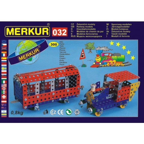 Stavebnica MERKUR 032 železničné modely 10 modelov 300ks