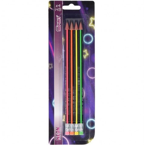 Ceruzky s gumou Neon č. 2 (HB) Spirit 4 ks