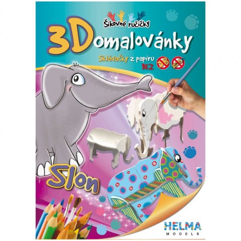 3D Maľovanky A4 - SET Slon