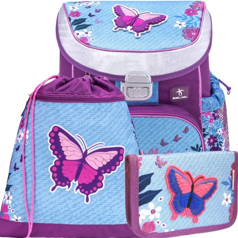 Školský batoh Belmil MiniFit 405-33 Jeans Butterfly SET