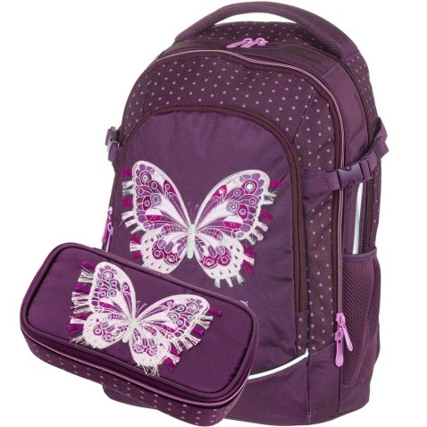 Školský batoh Walker FAME 2.0 Purple Butterfly 2dielny set