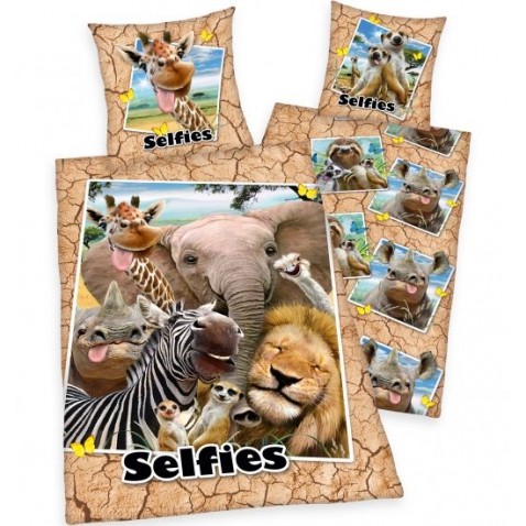 Obliečky zoo zvieratá selfie