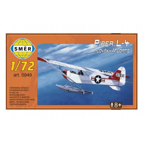 Model Piper L-4 plaváky 1:72 14,7x9,3cm