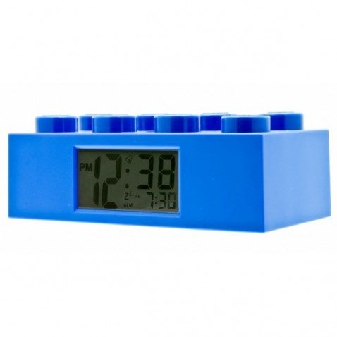 LEGO Brick - hodiny s budíkom, modré