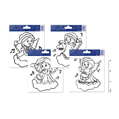 Predloha k farbám na sklovyvýšená kontúra anjelik 17x14cm