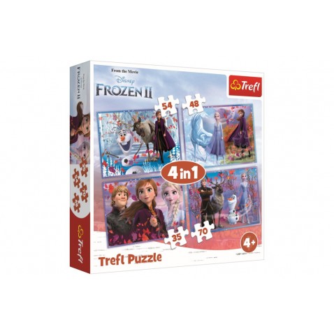 Puzzle 4v1 Ľadové kráľovstvo II / Frozen II