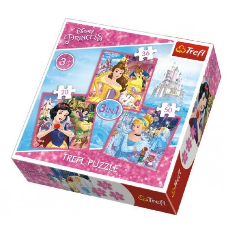 Puzzle 3v1 Princezné Disney 20x19,5cm