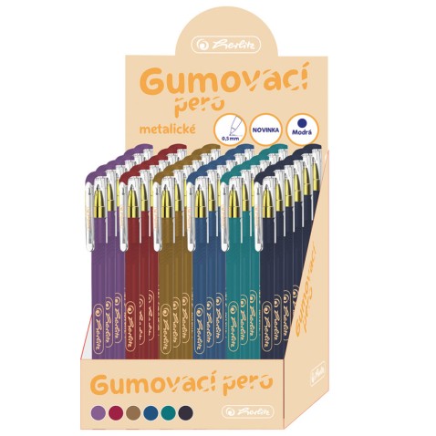 Jednorazové gumovacie pero Pelikan metalické mix farieb