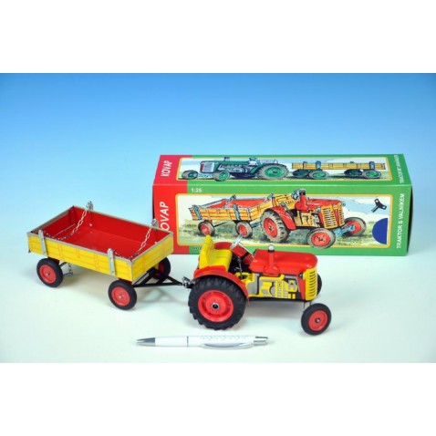 Traktor Zetor s prívesom červený na kľúčik 28 cm