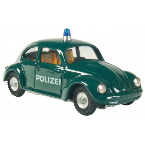 Auto VW chrobák polícia kov 11cm tmavo zelené Kovap