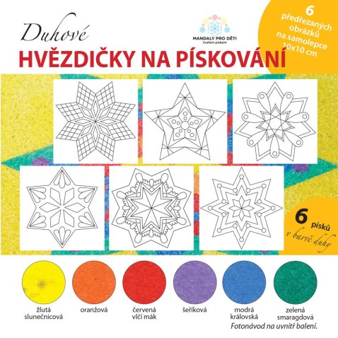 Maľovanie pieskom sada Vianočné HVIEZDY - DUHOVÉ