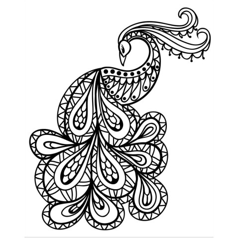 Maľovanie pieskom šablóna Páv zentangle