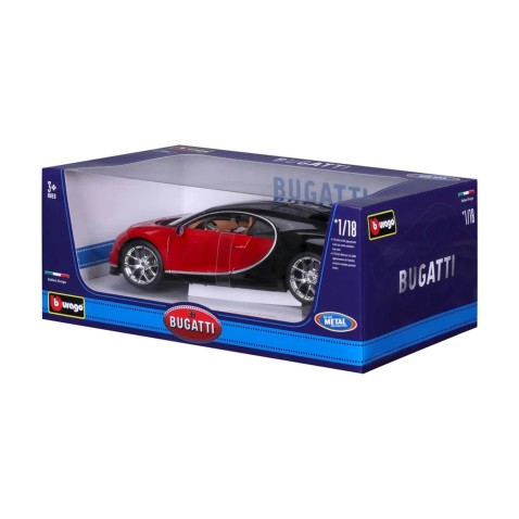 Bburago - Autá HOBBY, Bugatti Chiron, červeno-čierna, 1:18