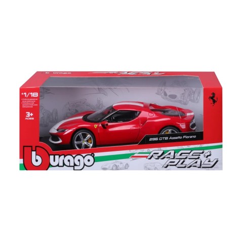 Bburago - RACE+PLAY, Ferrari 296 GTB ASSETTO FIORANO, červená, 1:18
