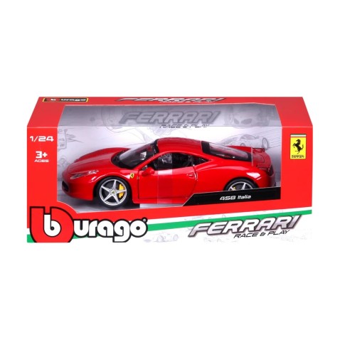 Bburago - RACE+PLAY, Ferrari 458 Italia, červená, 1:24