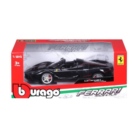 Bburago - RACE+PLAY, Ferrari LaFerrari Aperta, čierna metalíza, 1:24
