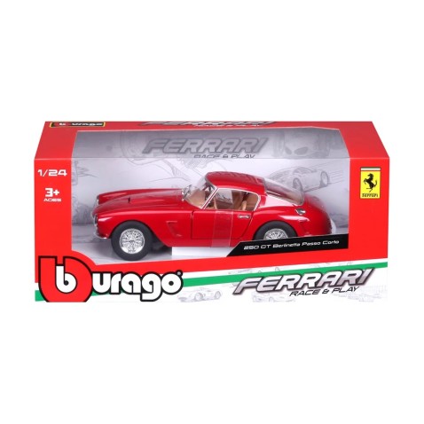 Bburago - RACE+PLAY, Ferrari 250 GT Berlinetta Passo Corto, červená, 1:24