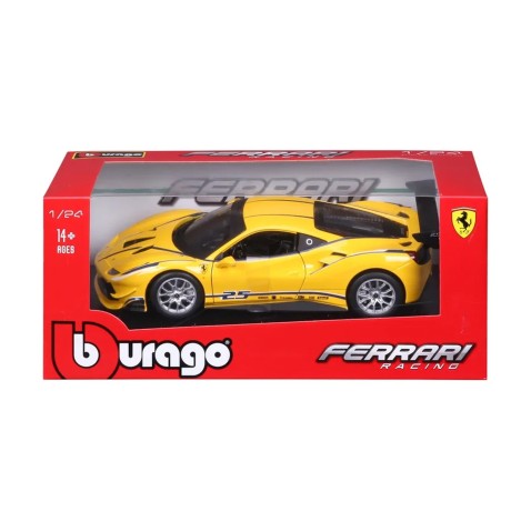 Bburago - RACING, Ferrari 488 Challenge, žltá, 1:24