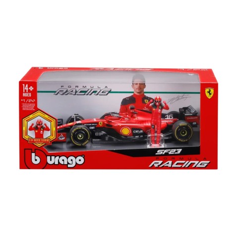 Bburago - FORMULA RACING, F1 Ferrari SF-23 (2023) s figúrkou, #16 Charles Leclerc,1:24
