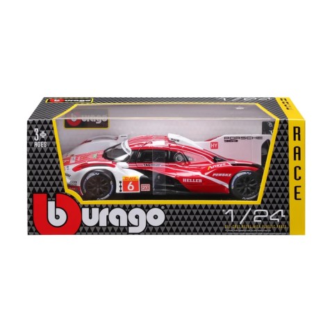 Bburago - RACE, Porsche 963 (2024), bielo-červená, 1:24
