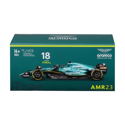Bburago - RACE Formula 1 v dekoratívnom boxe, Aston Martin AMR23 (2023), #18 Lance Stroll