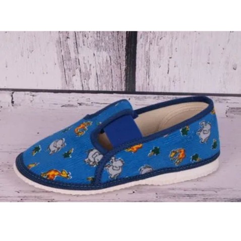 Detské papuče Čechtín modré so slonmi a žirafami