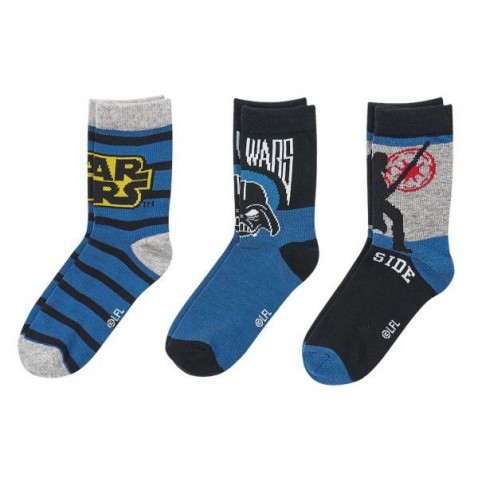 Ponožky Star Wars 3pack tm. modré