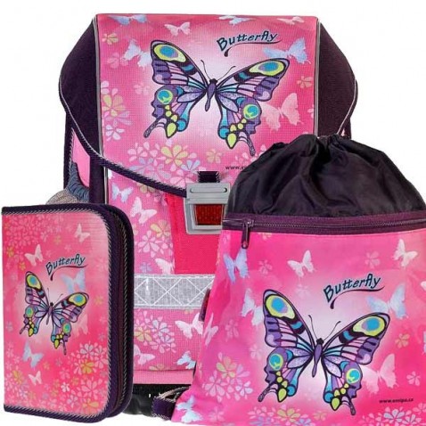 Školská aktovka Emipo Ergo One Butterfly - 3dielny set