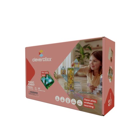 Cleverclixx – Magnetická stavebnica Magic Forest Pack Pastel – 65 ks
