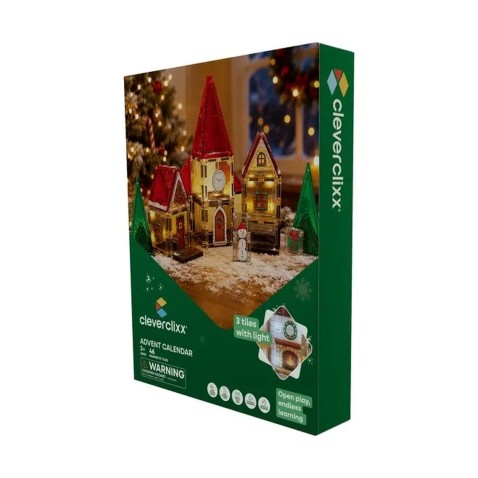 Cleverclixx – Magnetická stavebnica Adventný kalendár Vianočná dedinka – 46 ks