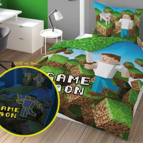 Posteľné obliečky Kocky Game On svietiace