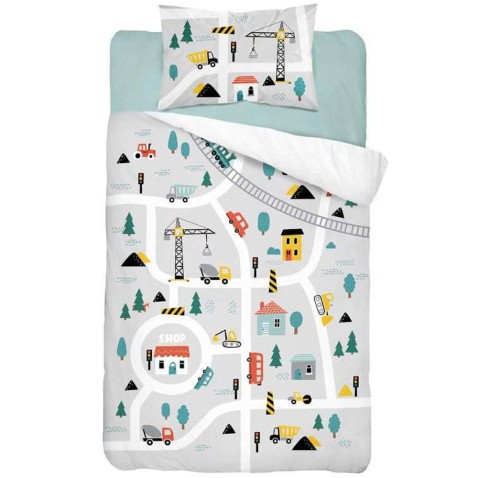 Obliečky do postieľky Stavba grey 100x135