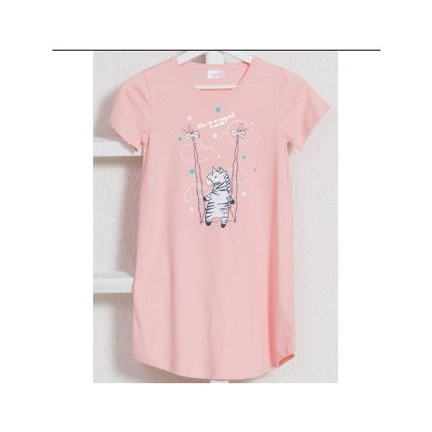 Detská nočná košeľa Vienetta Secret s kr. rukávom Zebra ružova